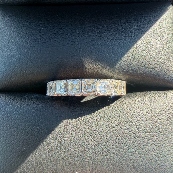 Auth.✅ 3.80 ctw Assher Cut Platinum Diamond Eternity Band Size 4✨ - Picture 4 of 12